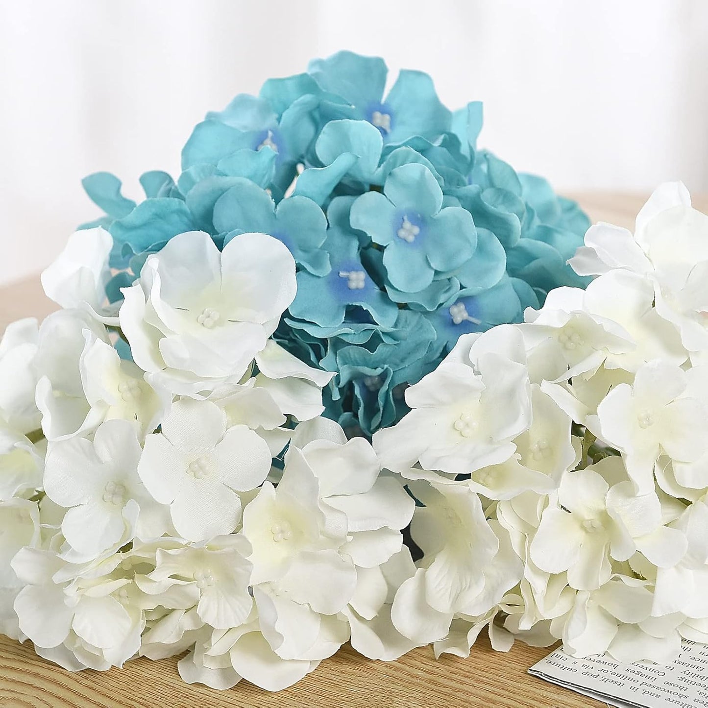 10PCS Silk Hydrangea Heads with Stems Artificial Flowers for Wedding Party Home Decor (Off White), One Size Off