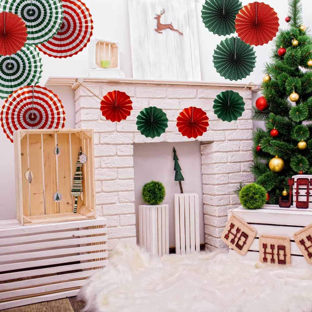 | Paper Fans Flower for Christmas Decoration/Christmas Tree,Christmas,Set of 12