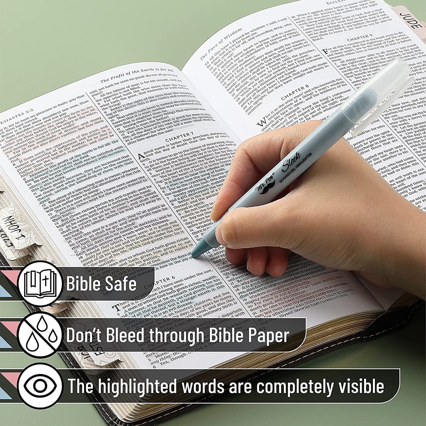 - Gel Highlighter, 8 Pack, Morandi Colors, Bible Highlighters No Bleed, No Bleed Highlighters