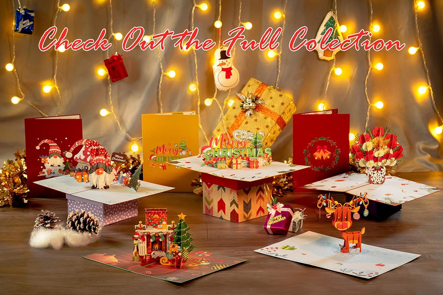 Pop up Christmas Card, 3D Merry Christmas, for Christmas or Holidays, 5" X 7" Cover - Includes Envelope and Removable Note Tag