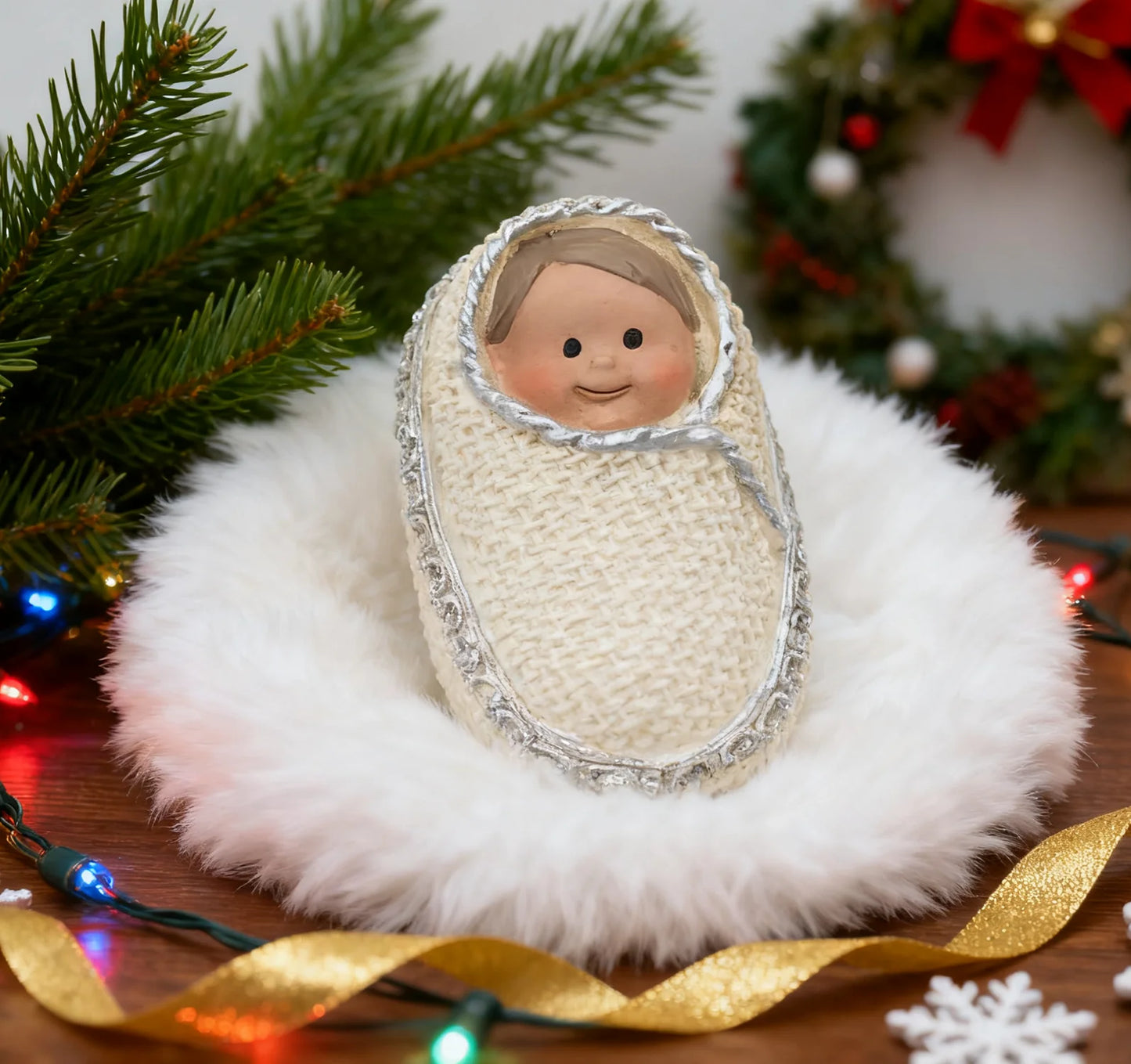 Nativity Knit Set Indoor - 9 Pcs Holy Family Figurines Baby Jesus with Manger, Religious Nativity Figurines Xmas Cable Nativity Scene for Tabletop Props Home Living Room Decor