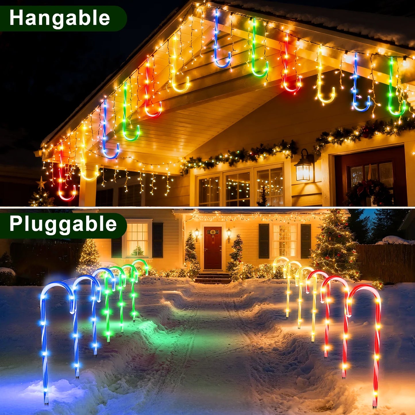 12 Pack Christmas Solar Candy Cane Lights, 8 Modes Solar Christmas Lights Outdoor, Waterproof Solar Christmas Garden Lights for Christmas Yard Decorations