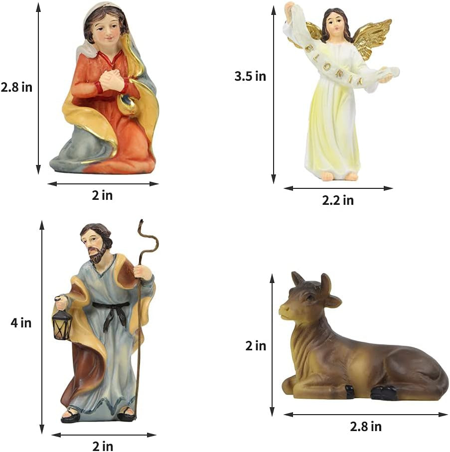 Nativity Set of 11 Figurines, Nativity Scene Resin Figurines, Nativity Sets for Christmas Indoor(4Inch)