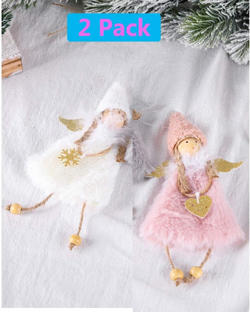 Hanging Ornaments 2 Pieces Love & Snowflake Angels Christmas Decorations Tree Pendant Creative Gifts (Love & Snowflake Angel)