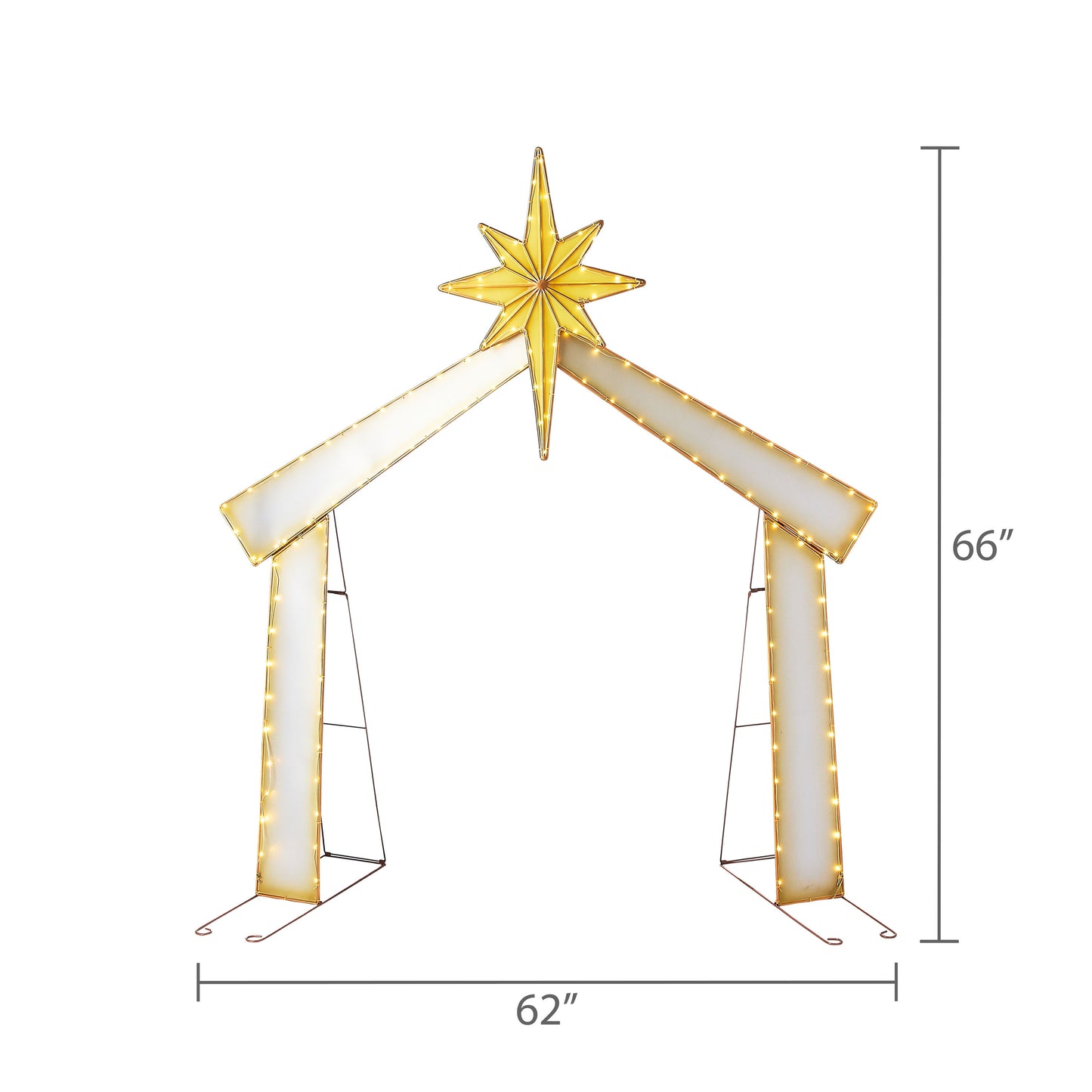 Indoor/Outdoor Light-Up Christmas Nativity Scene Set with 190 LED Lights, Warm White, 4 Pieces, by