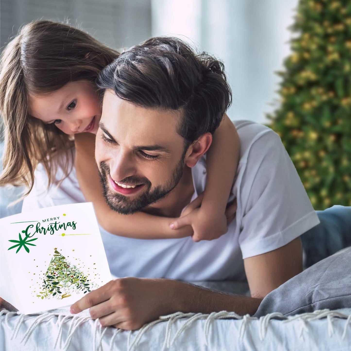 Christmas Cards Boxed, Set of 24 Holiday Cards, Christmas Tree, Santa Claus, Reindeers, 12 Unique Designs Greeting Cards - 4X6"