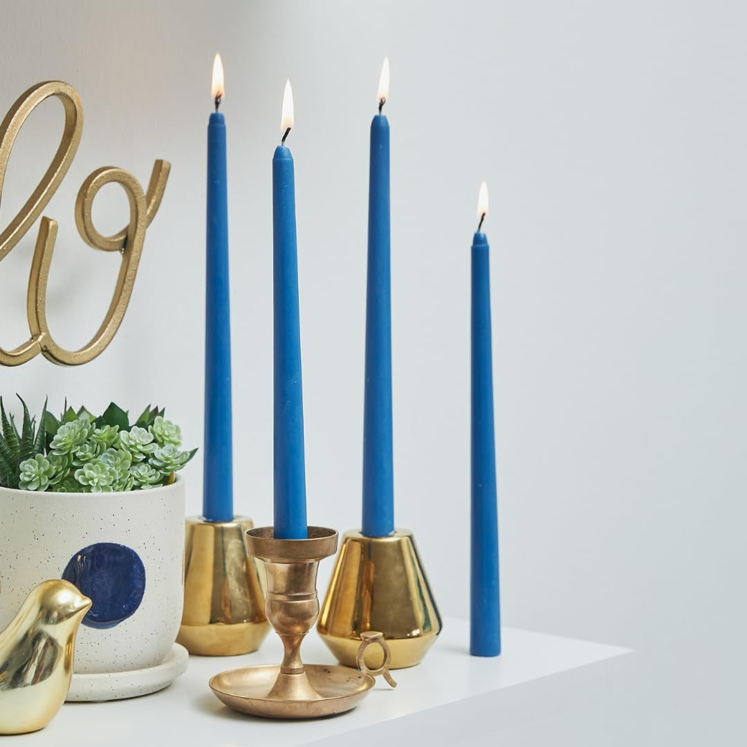 10 Inch Blue Taper Candle Sticks, Set of 30 Candle Sticks, Tapered Candles, Dripless Taper Candles, Blue Candlesticks, Tall Candles, Taper Candles Bulk