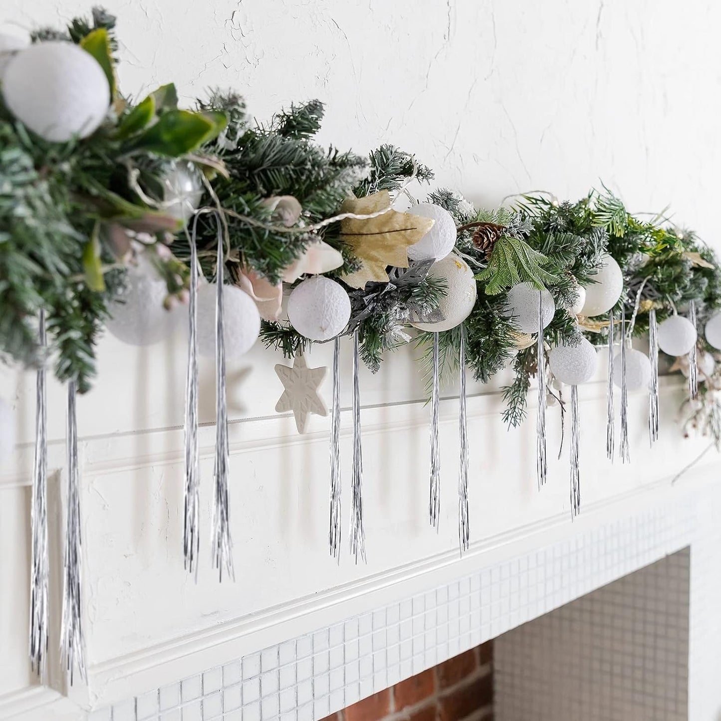 3000 Strands Christmas Tree Decorations Tinsel Garland Iridescent Tinsel Foil Fringe Icicles for Christmas Home Hair Decor Holiday Birthday Graduation Supplies (Silver)