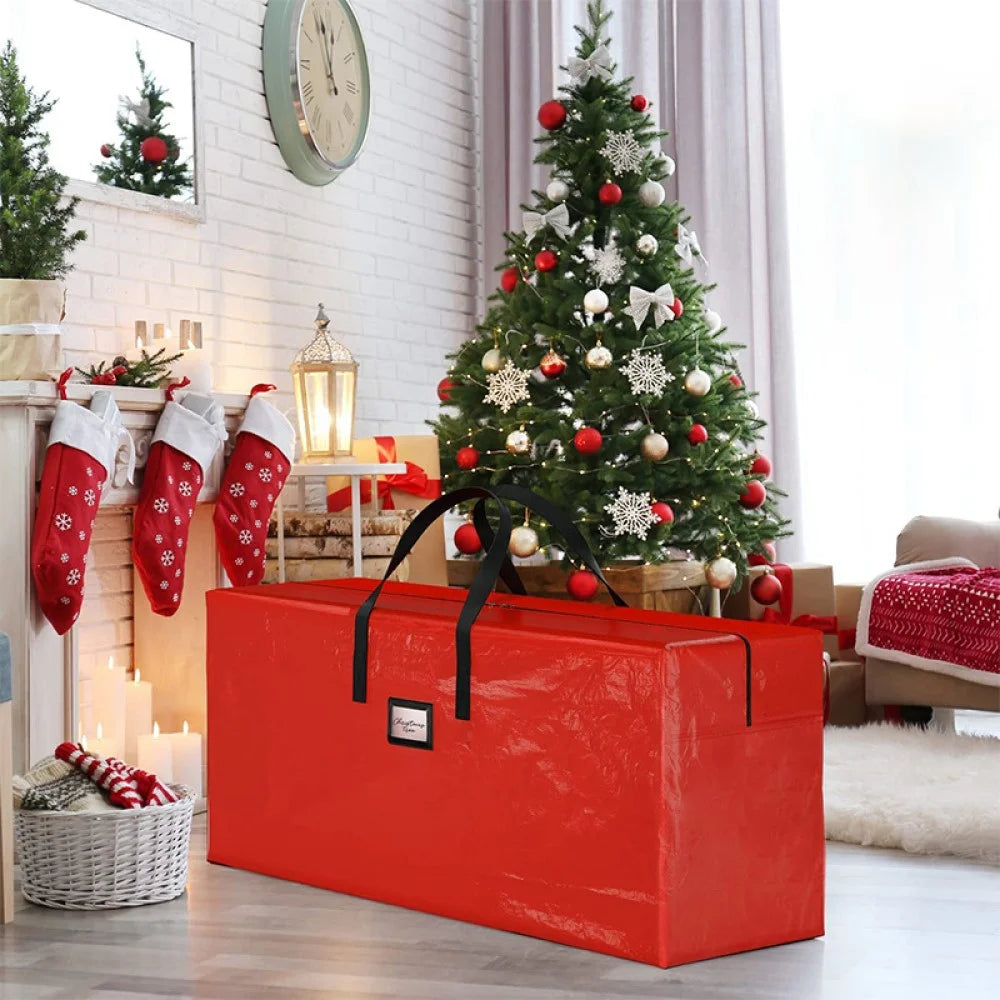 Christmas Tree Storage Bag Storage Container Fits up to 9 Ft Disassembled Tree Zippered Bag with Carry Handles 65" X 15" X 30" Red
