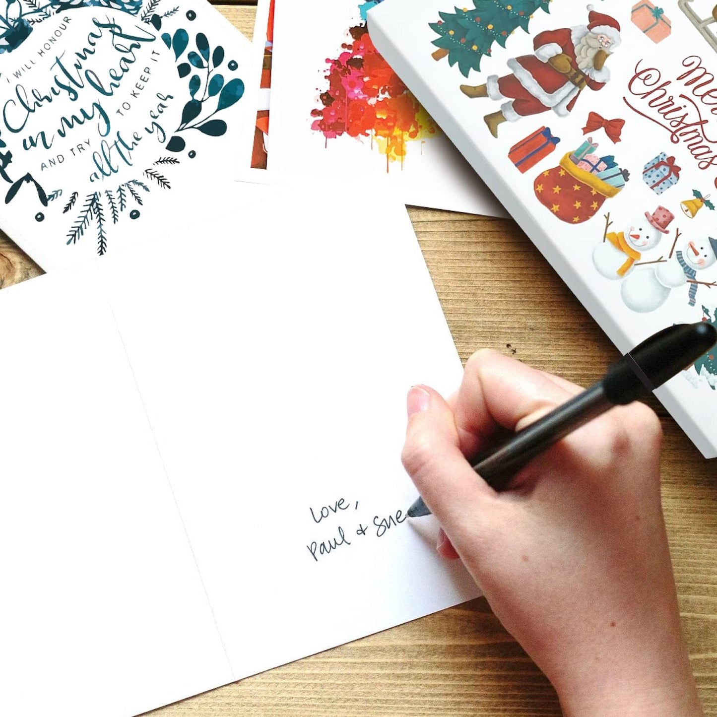 Christmas Cards Boxed, Set of 24 Holiday Cards, Christmas Tree, Santa Claus, Reindeers, 12 Unique Designs Greeting Cards - 4X6"