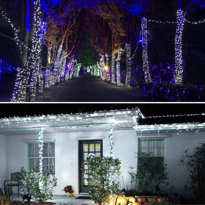 LED Christmas String Lights Outdoor: 33FT 100 Led Indoor Tree Lights - Waterproof 8 Modes Xmas Decorations Lighting - for Holiday Bedroom Wedding House Decor White (Rsh001)