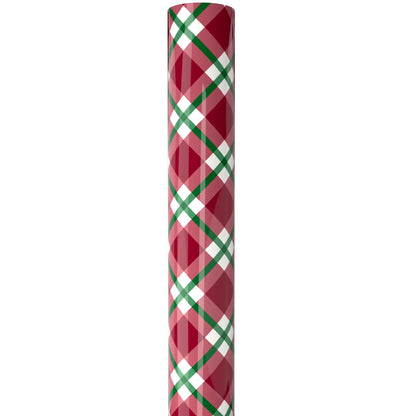 Red and Green Plaid Christmas Wrapping Paper, 160 Sq Ft, by