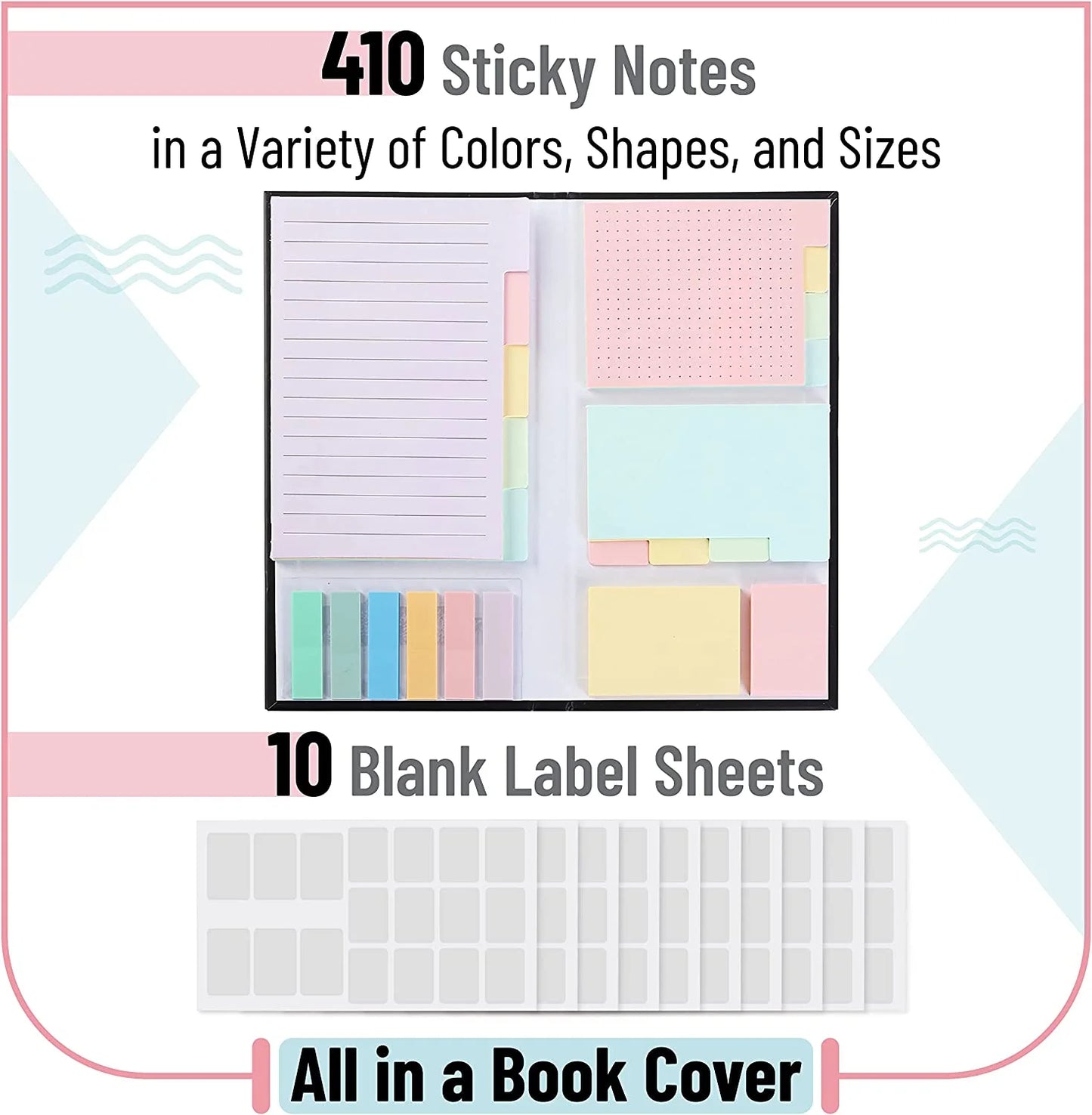- Sticky Notes Set, 410 Pack, Pastel Colors, Sticky Notes Tabs, Divider Sticky Notes, Office Supplies