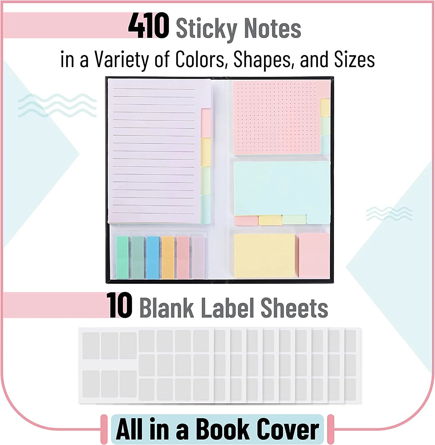 - Sticky Notes Set, 410 Pack, Pastel Colors, Sticky Notes Tabs, Divider Sticky Notes, Office Supplies