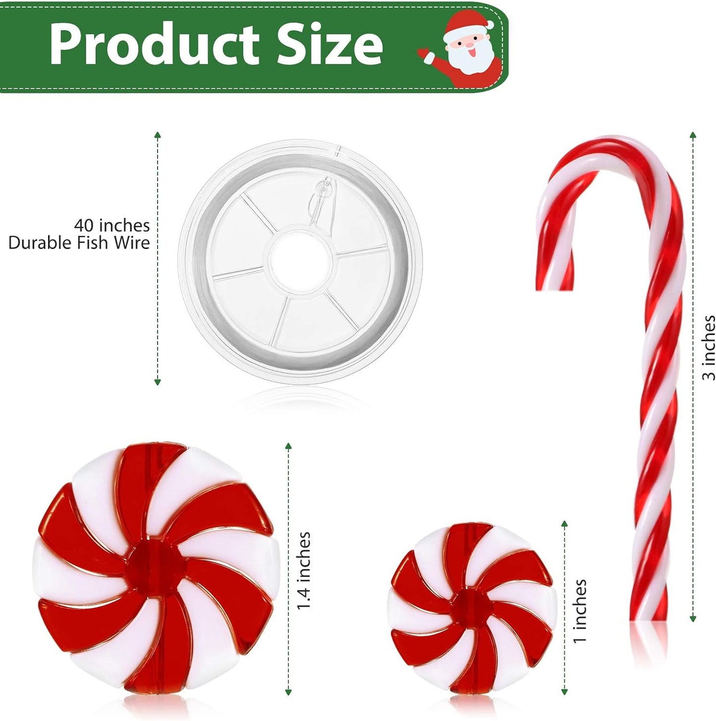48 Pcs Christmas Candy Canes Ornament Plastic Christmas Tree Hanging Decoration Fake Swirl Candy Canes Garlands with Crystal Wire for Home Xmas Gift Indoor Outdoor Party Favor (Red and White)