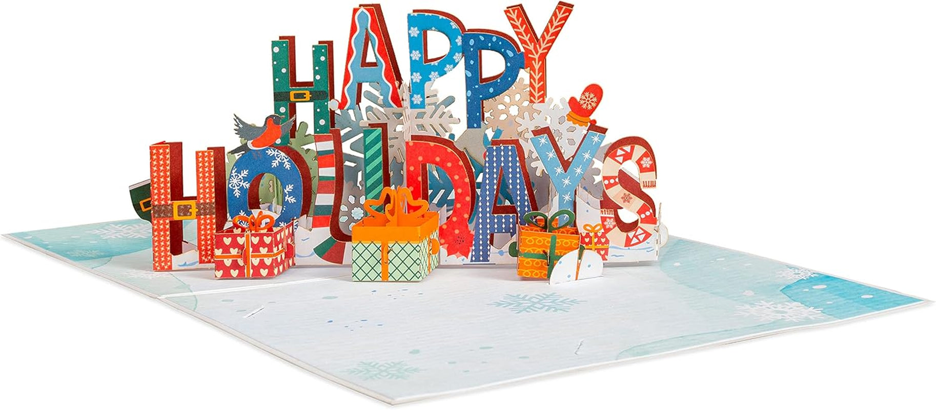 Pop up Christmas Card, Happy Holidays, Handmade 3D Popup Card, 5" X 7"