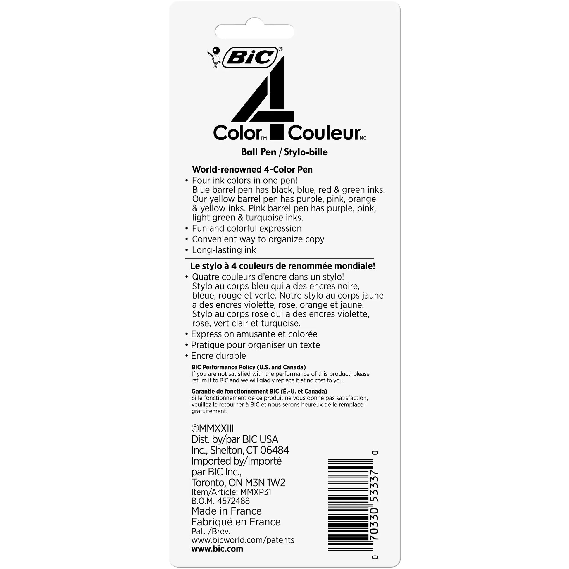 4-Color Retractable Ballpoint Pens, Medium Point 1.0 Mm, Assorted Ink, 3 Count