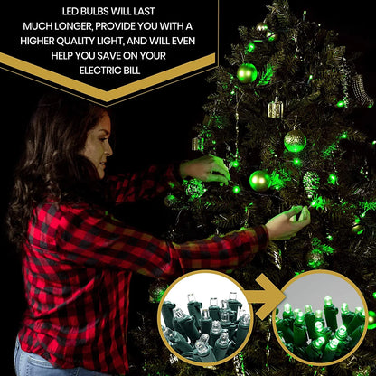 50 LED Mini Christmas String Lights 120V UL588 (50, Green)