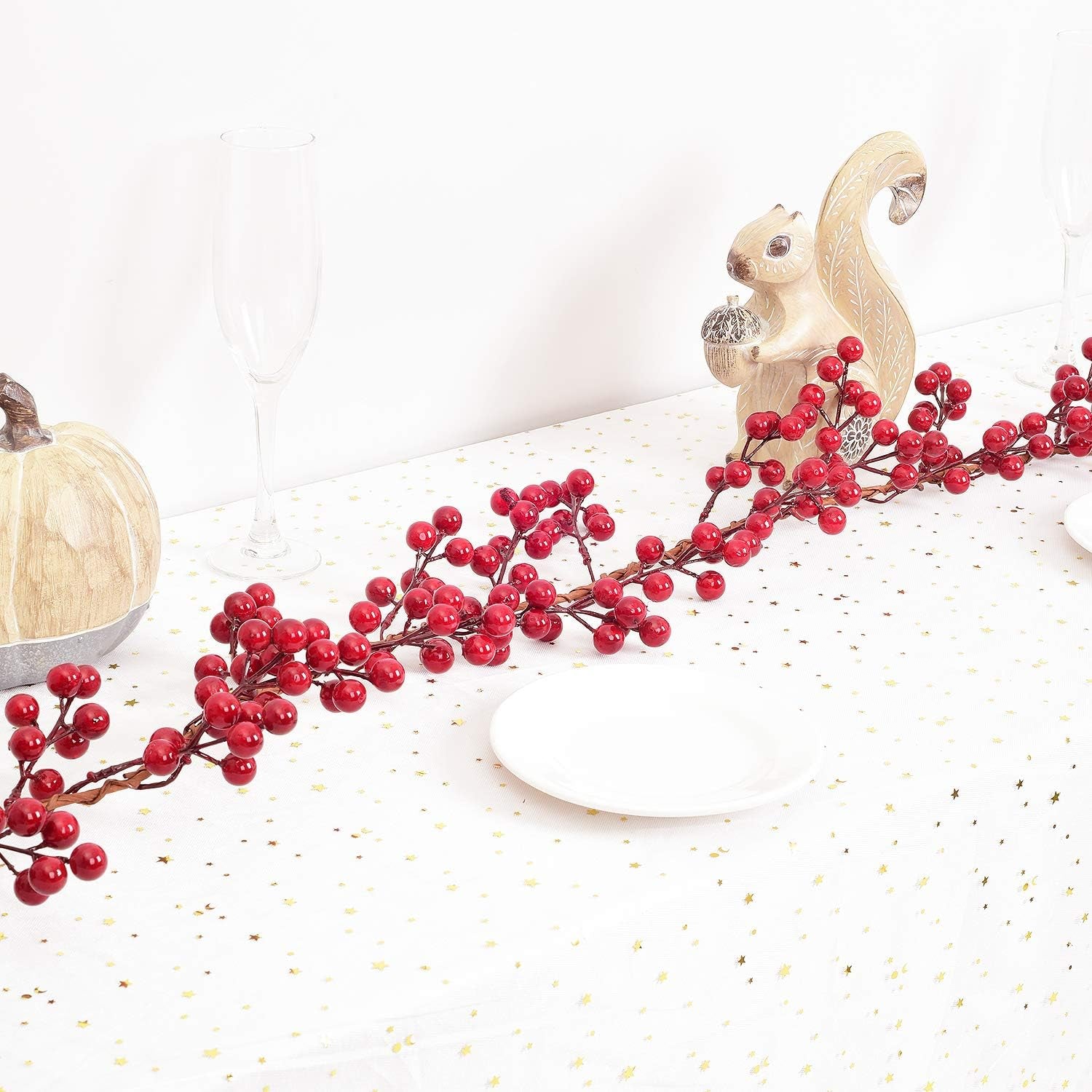 6FT Red Berry Garland, Flexible Artificial Red and Burgundy Berry Christmas Garland for Indoor Outdoor Home Fireplace Decoration for Winter Holiday New Year Decor