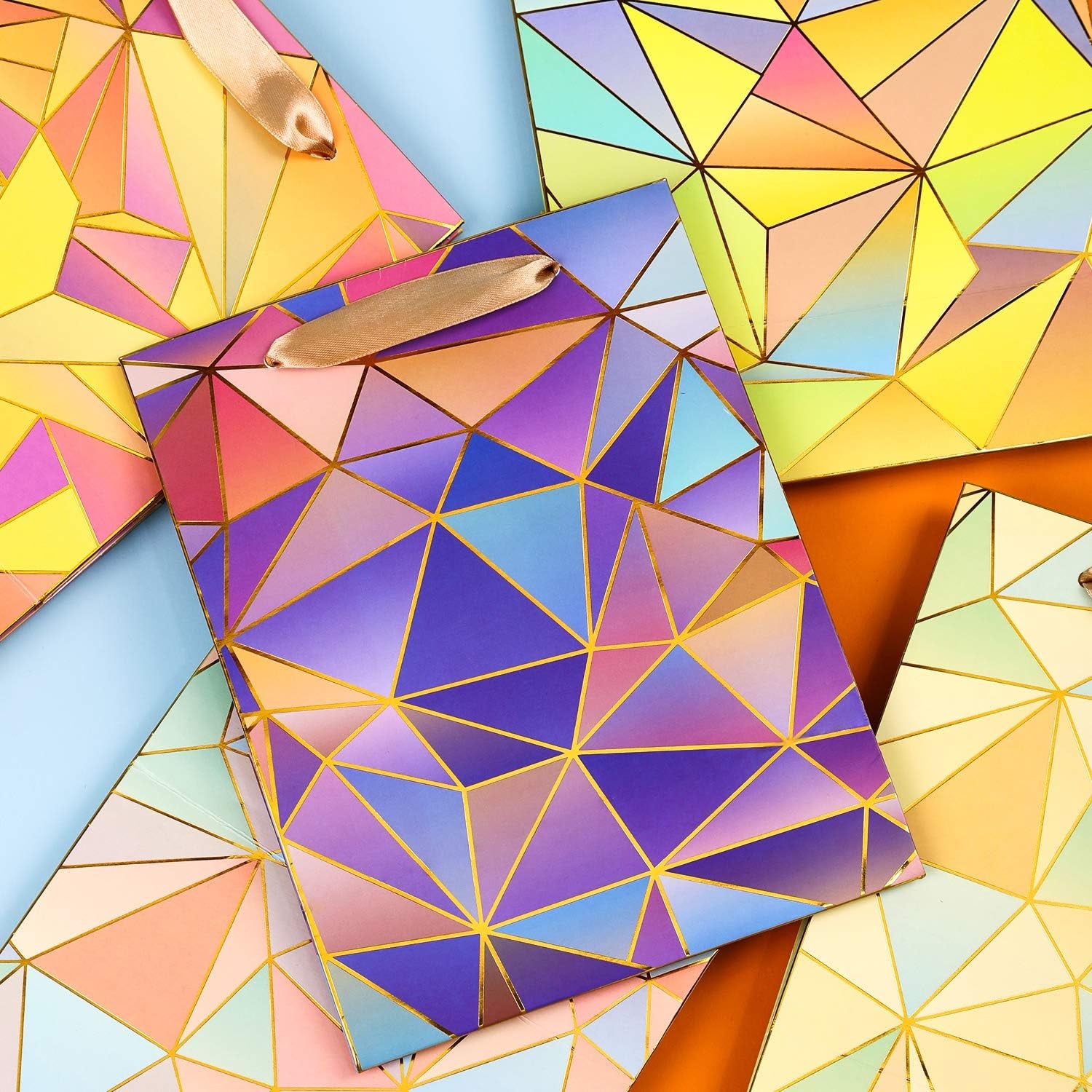 Gift Bags Medium Size Set, 5 Pack Assorted Small Bulk Birthday Gift Wrapping Bag with Tissue Paper for Men Women Girls Baby Bridal Shower Present Bag for Anniversary Party,10 Piece Set