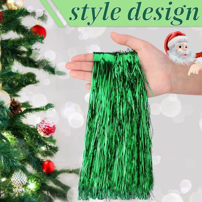 3000 Strands Christmas Tree Decorations Tinsel Garland Iridescent Tinsel Foil Fringe Icicles for Christmas Home Hair Decor Holiday Birthday Graduation Supplies (Green)