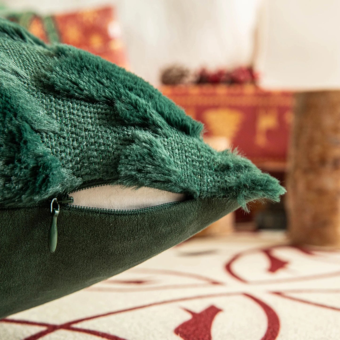 Set of 2 Christmas Tree Throw Pillow Covers, Soft Faux Fur Decorative Xmas Throw Pillows for Couch Sofa Holiday Winter Decor