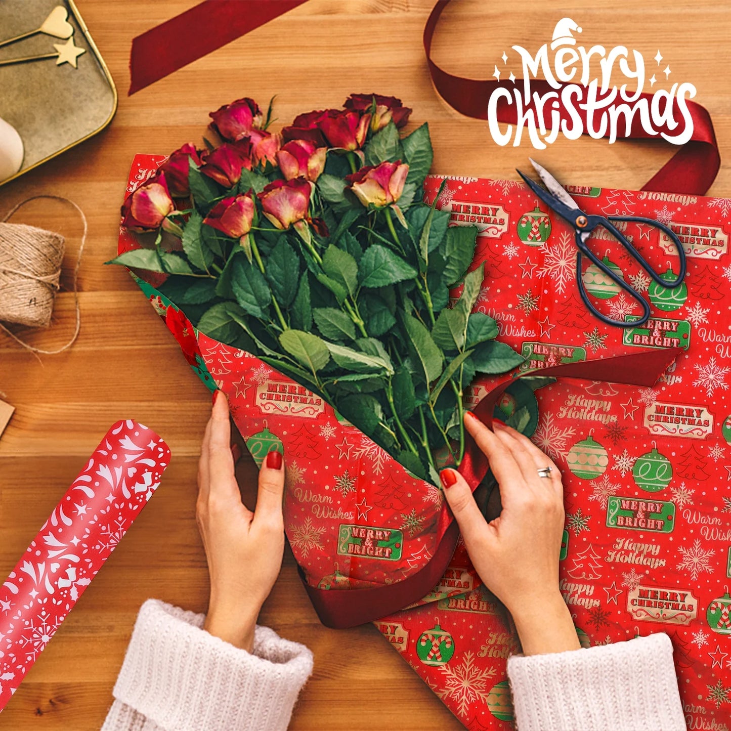 150Pcs Christmas Tissue Paper Sheets Christmas Wrapping Paper Xmas Tissue Paper for Gift Bags Gift Wrap