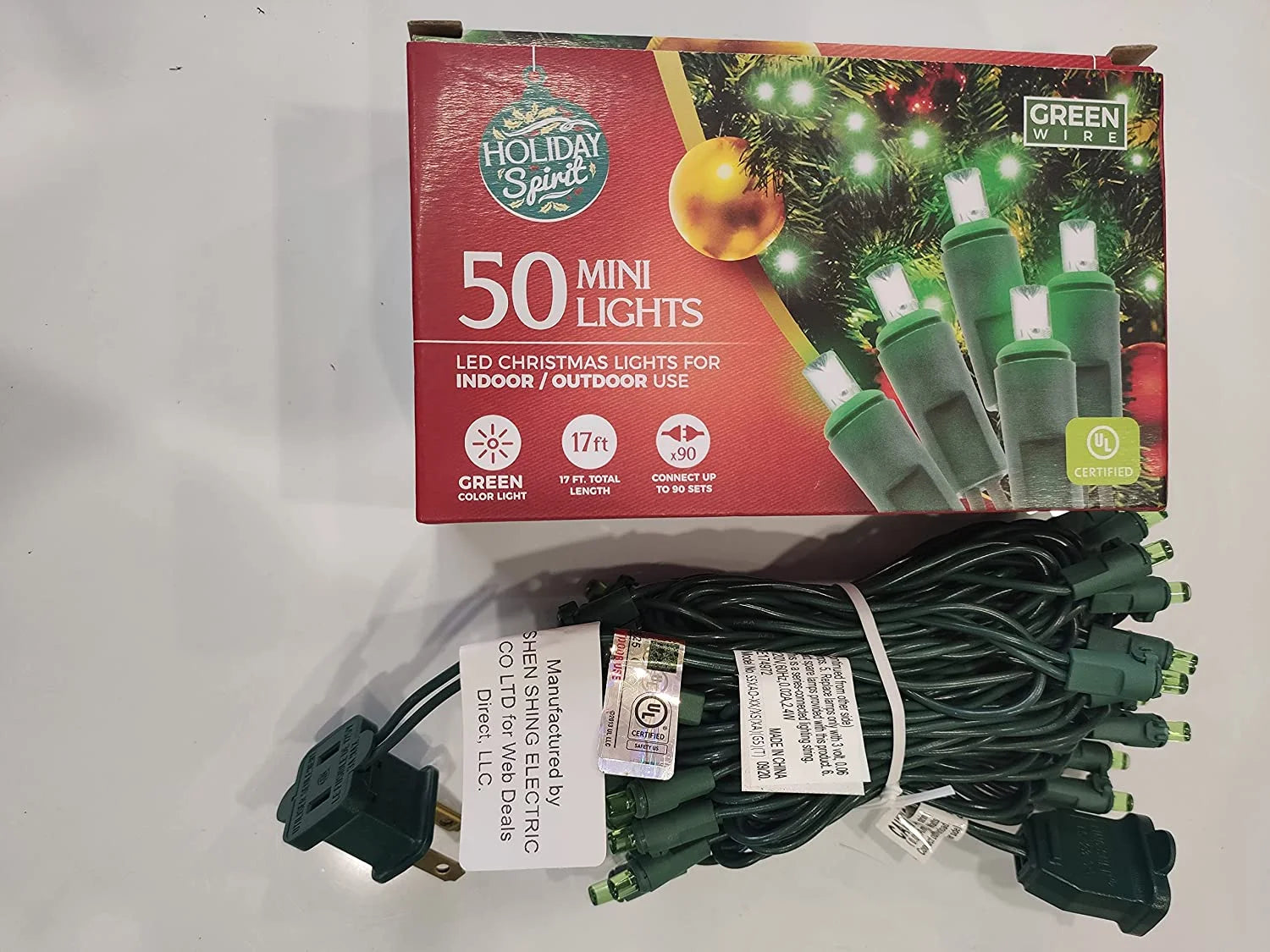 50 LED Mini Christmas String Lights 120V UL588 (50, Green)