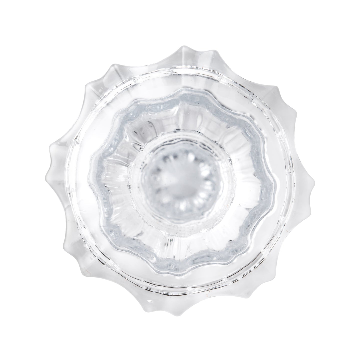 8” Decorative Clear Glass Taper Candle Holder, Large