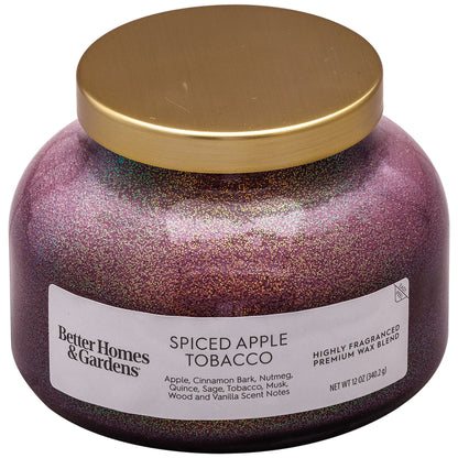 1-Wick Holiday Scented Glitter Jar Candle, Spiced Apple Tobacco, 12Oz.