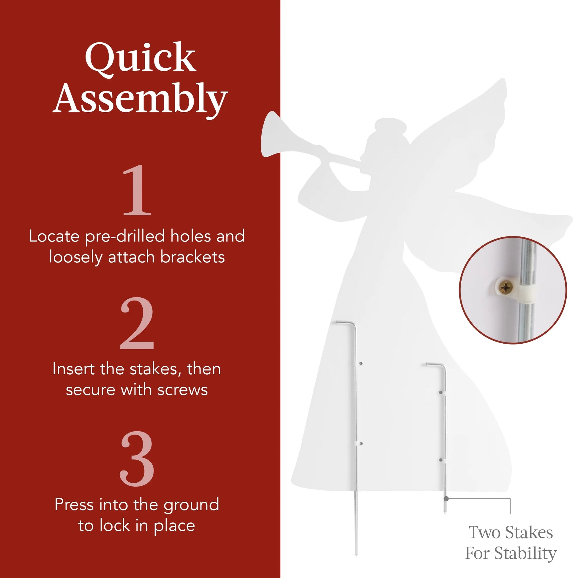 3Ft Set of 2 Christmas Angel Yard Decorations W/ Weather-Resistant PVC, 4 Stakes