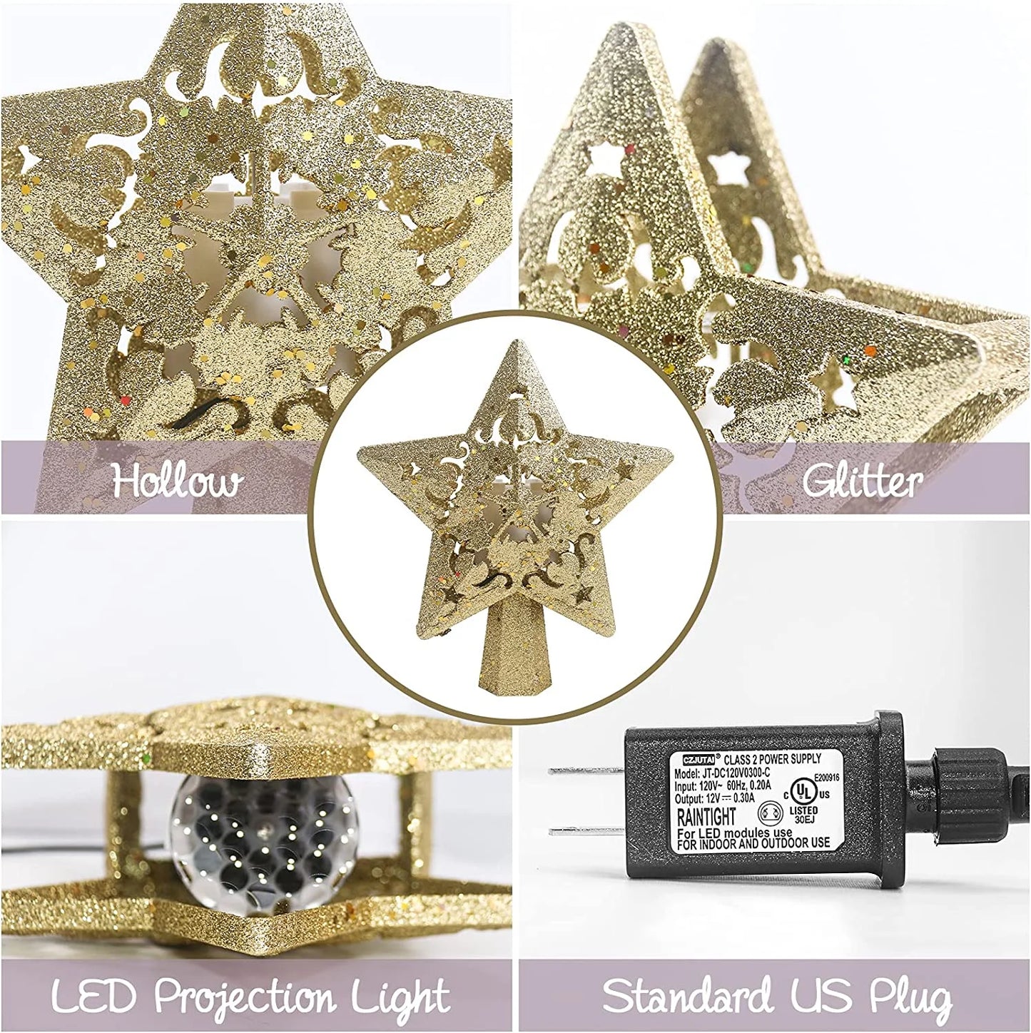 Christmas Tree Topper Projector, LED Star Tree Topper Light, Xmas Decorations