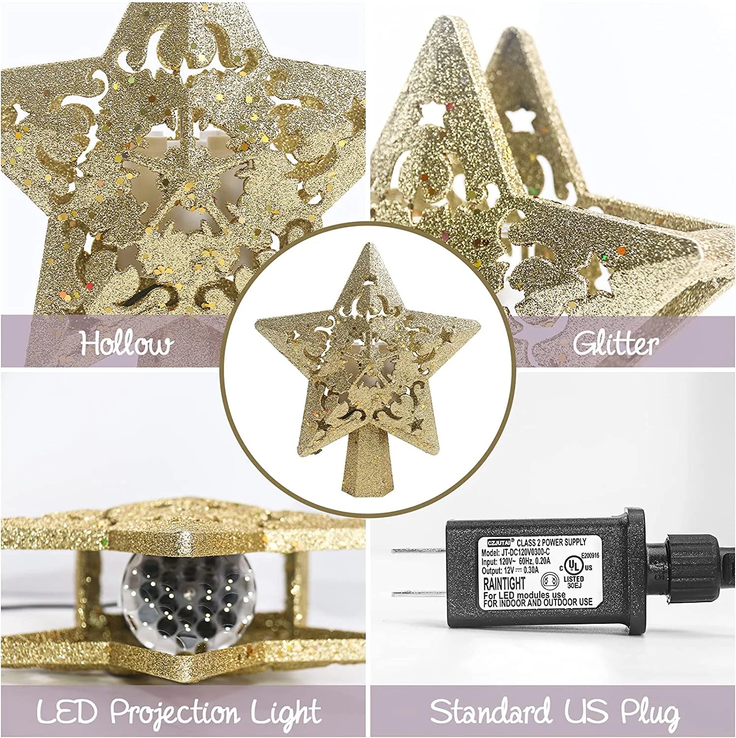 Christmas Tree Topper Projector, LED Star Tree Topper Light, Xmas Decorations