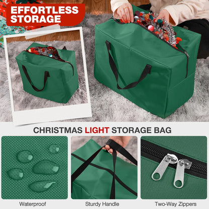 3Pcs Christmas Tree Storage Bag, Christmas Tree Bag for 7.5 FT Artificial Trees, Durable Waterproof with Reinforced Carrying Handles (Green)