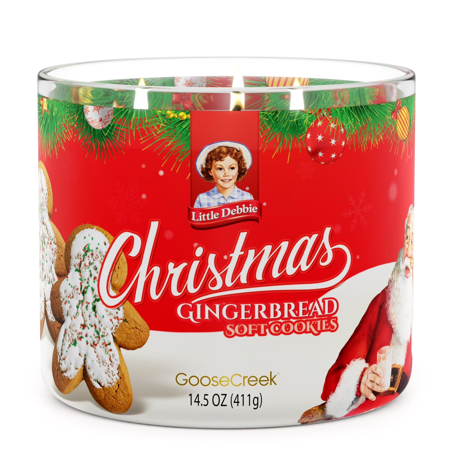 3-Wick Little Debbie Christmas Gingerbread Cookies Scented Jar Candle, 14.5Oz.