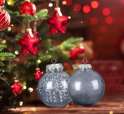 24 Pcs Christmas Decorations Ornaments, 4 Styles Sliver Christmas Tree Balls, 2.76 Inches Shatterproof Ornaments Set for Outdoor Indoor Holiday Wedding Party
