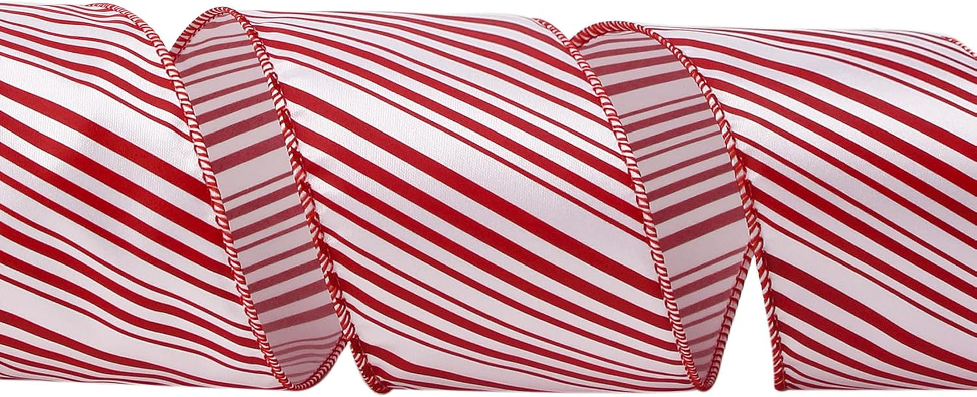 Candy Cane Ribbon Red and White Stripe Wired Satin,2-1/2 Inch X Continuous 10 Yard,Peppermint Stripe Christmas Ribbon for Big Bow, Wreath,Tree Decoration, Outdoor Decoration