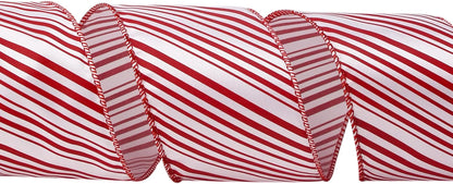 Candy Cane Ribbon Red and White Stripe Wired Satin,2-1/2 Inch X Continuous 10 Yard,Peppermint Stripe Christmas Ribbon for Big Bow, Wreath,Tree Decoration, Outdoor Decoration