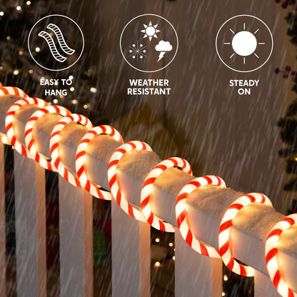 40FT 360 LED Candy Cane Rope Lights Christmas Outdoor Decoration Light,Red and White Christmas Lights Led Lights Light up Candy Canes for Christmas Yard Holiday Decor