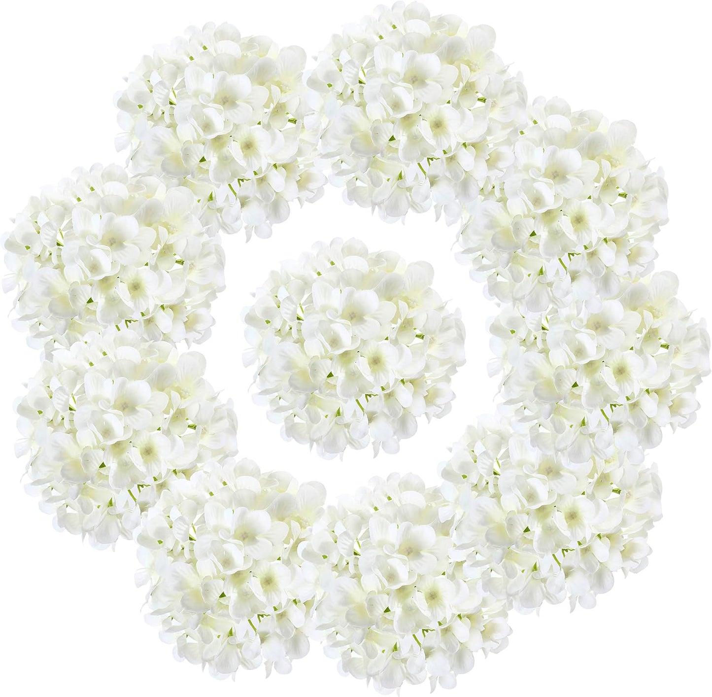 10PCS Silk Hydrangea Heads with Stems Artificial Flowers for Wedding Party Home Decor (Off White), One Size Off