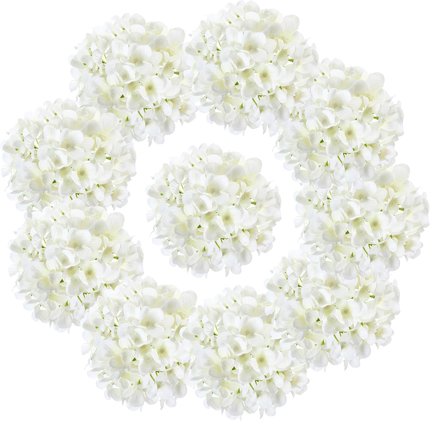 10PCS Silk Hydrangea Heads with Stems Artificial Flowers for Wedding Party Home Decor (Off White), One Size Off