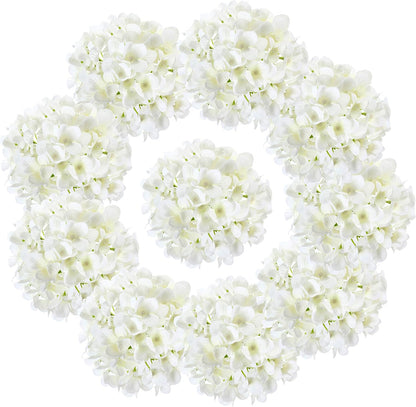 10PCS Silk Hydrangea Heads with Stems Artificial Flowers for Wedding Party Home Decor (Off White), One Size Off