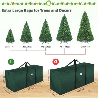 7.5 Ft Christmas Tree Storage Bag , for Big Artificial Xmas Tree,Holiday Trees, Green (50*16*20In)
