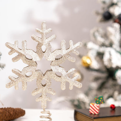 Tree Topper Snowflake, 13.25" Silver Glittered Christmas Tree Topper Decor, Christmas Tree Top Ornament Perfect for Any Size Xmas Tree