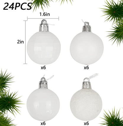 Christmas Ball Ornaments White Christmas Ornaments Small Christmas Tree Ornaments Set Shatterproof Christmas Hanging Decorations for Home