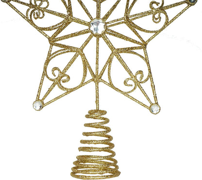 Christmas Tree Topper Gold Star Treetop Indoor Festive Metal Decoration for Holiday Home Ornament