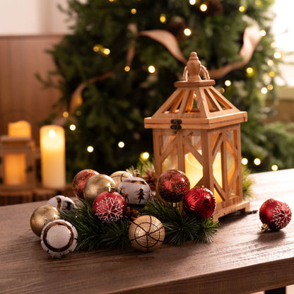 16Ct 2.36 Inches Christmas Decor, Shatterproof Rustic Red White Copper Assorted Hanging Christmas Ball Ornaments for Party and Christmas Gift