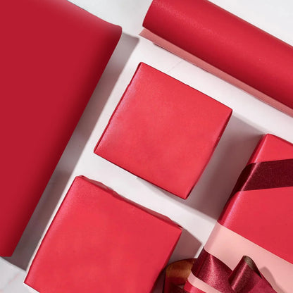 Metallic Wrapping Paper Solid Color Packaging Paper 17 Inch X 32.8 Ft Matte Wrapping Paper Gift Wrapping Paper for Wedding Birthday Christmas Red