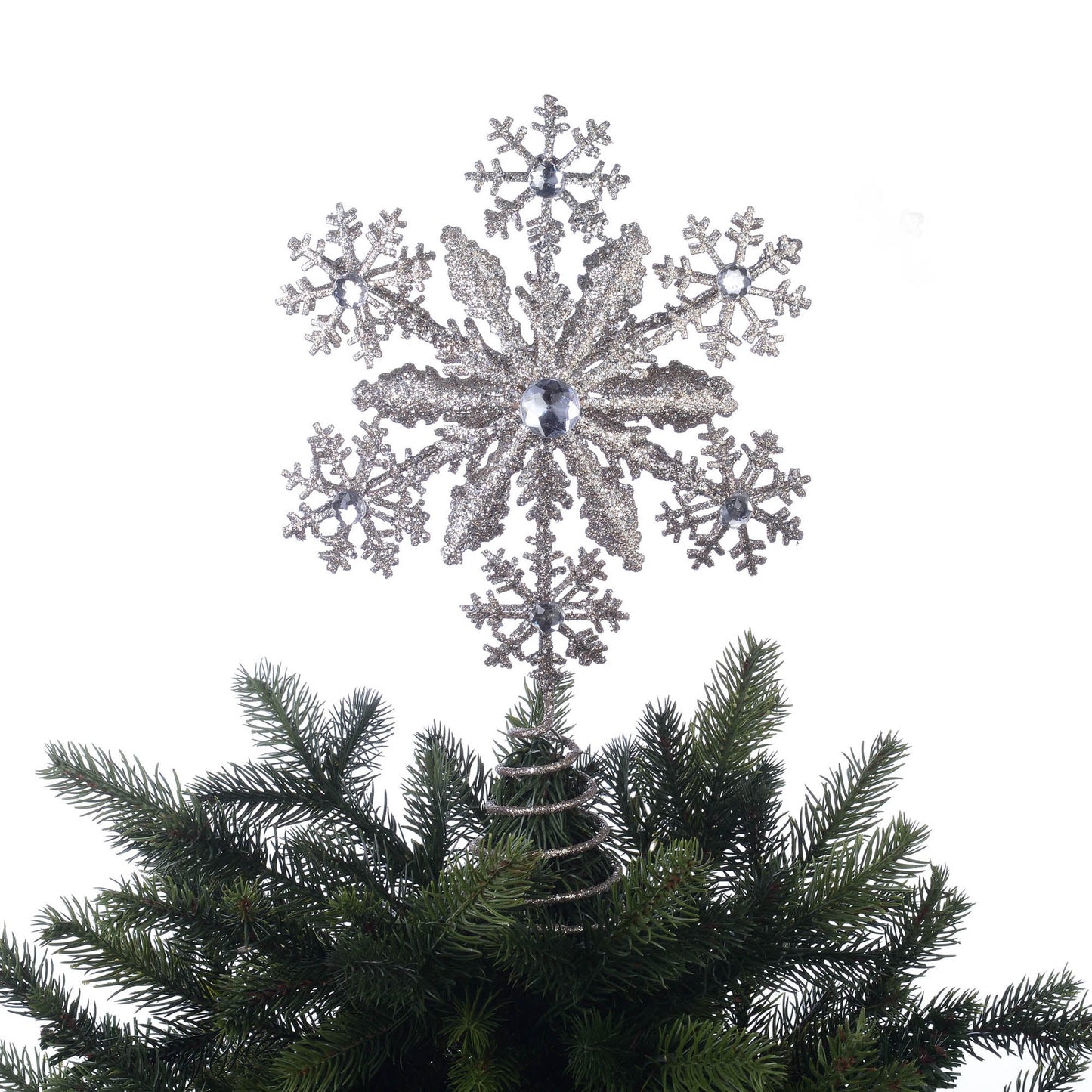 Metal Snowflake Christmas Tree Topper, Gold, 10.5", by