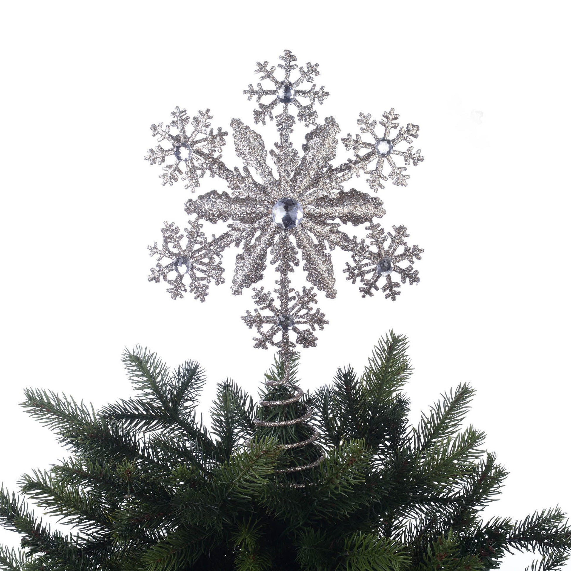Metal Snowflake Christmas Tree Topper, Gold, 10.5", by